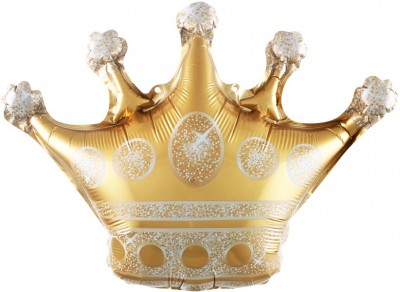 Шар фольгированный, Фигура, Корона, Золото 86см, с гелием